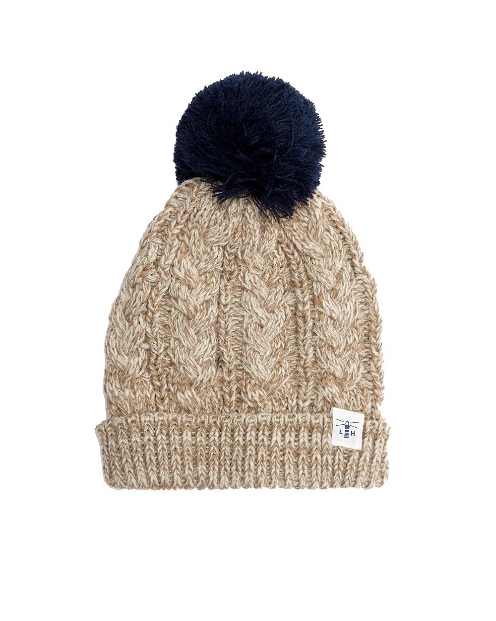 Lighthouse Hannah Bobble Hat in Almond/Navy 