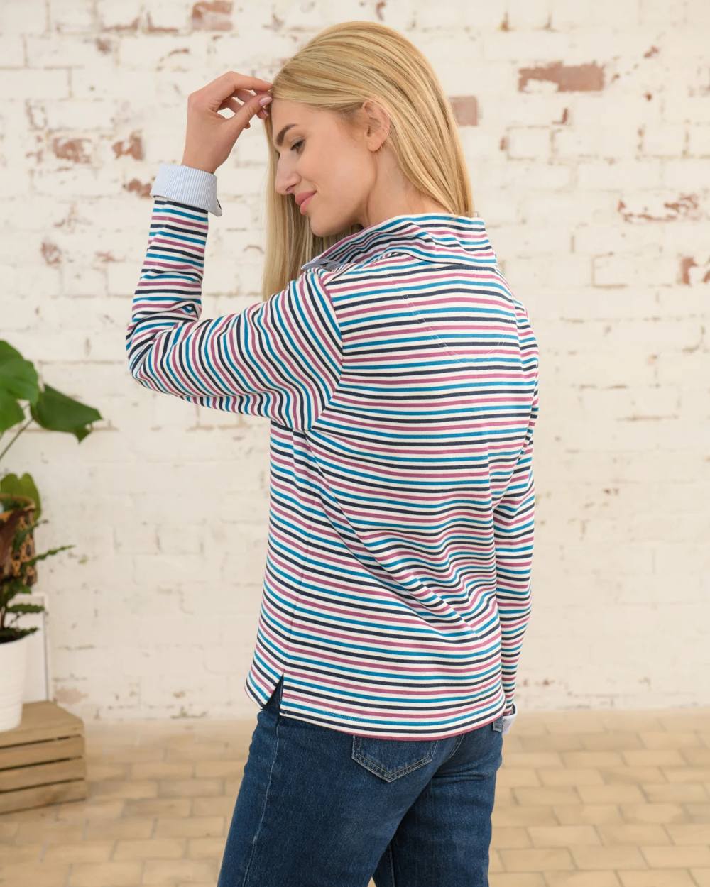 Lighthouse Ladies Haven Jersey in Berry/Teal Stripe 