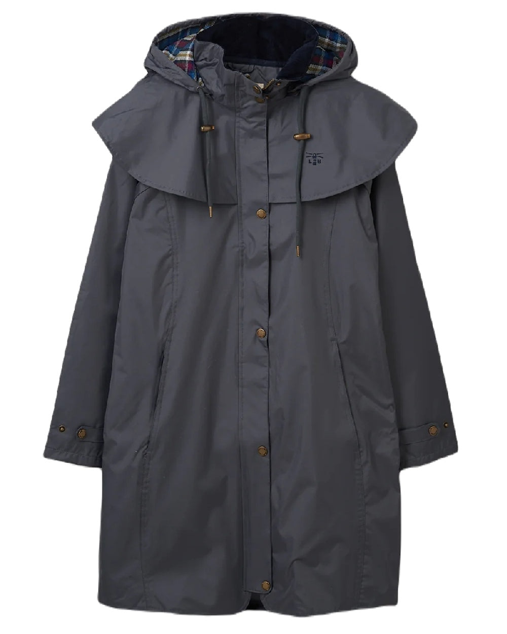 Urban Grey coloured Lighthouse Outrider 3/4 Length Ladies Waterproof Raincoat on White background 