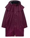 Plum coloured Lighthouse Outrider 3/4 Length Ladies Waterproof Raincoat on White background #colour_plum