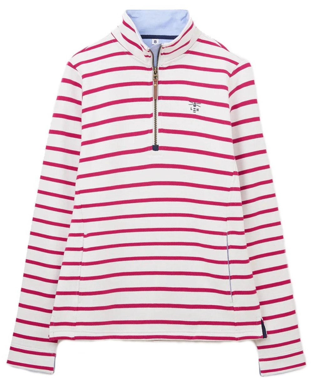 Cloud Claret Stripe coloured Lighthouse Shore Jersey Top on white background 