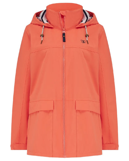 Coral coloured Lighthouse Ladies Beachcomber II Coat on white background 