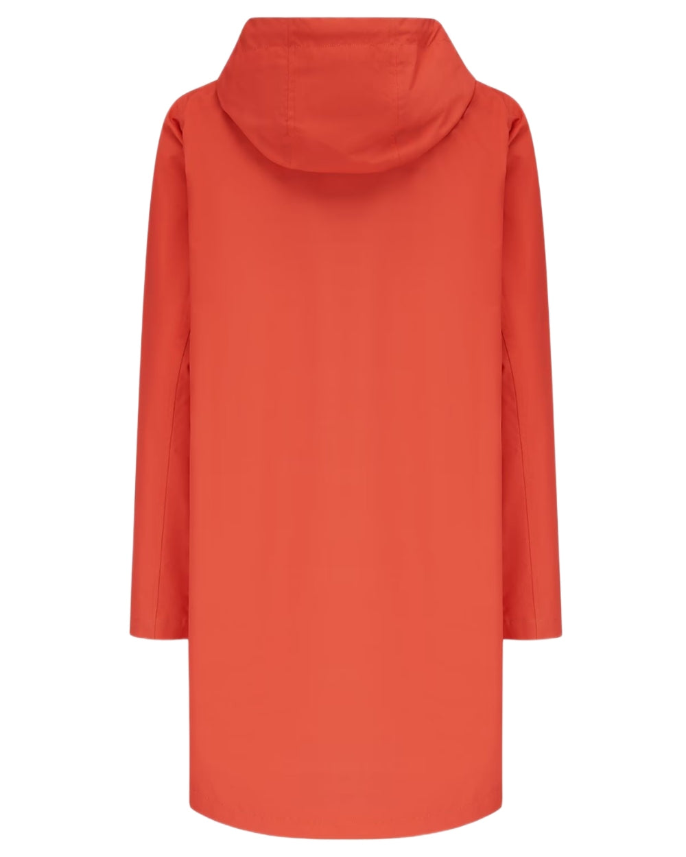 Poppy coloured Lighthouse Ladies Beachcomber Long Jacket II on white background 