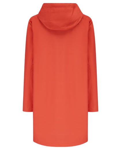 Poppy coloured Lighthouse Ladies Beachcomber Long Jacket II on white background 