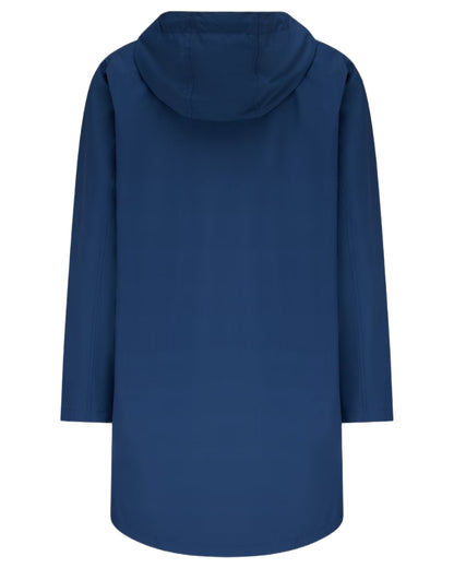 Indigo coloured Lighthouse Ladies Beachcomber Long Jacket II on white background 