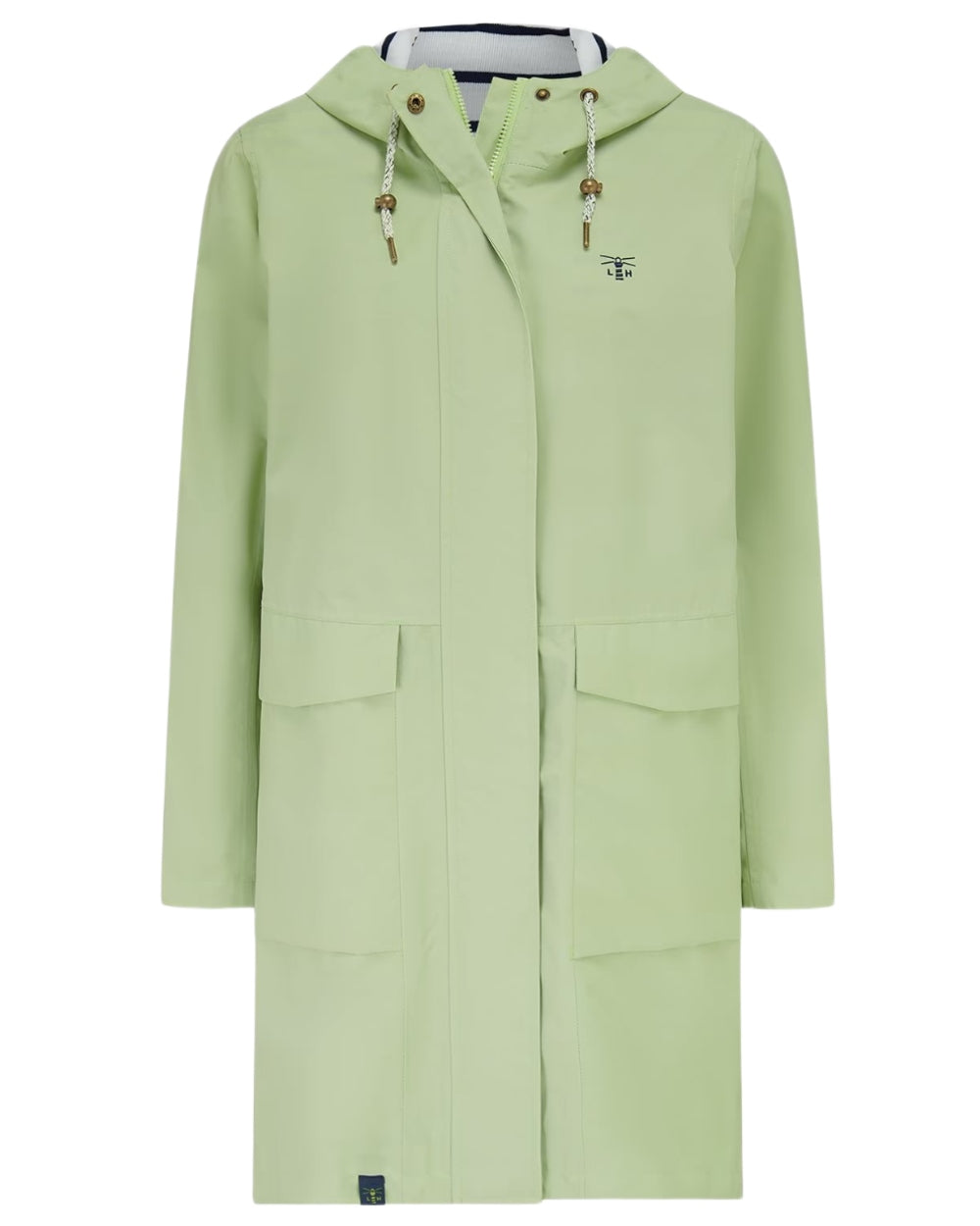 Pistachio coloured Lighthouse Ladies Beachcomber Long Jacket II on white background 