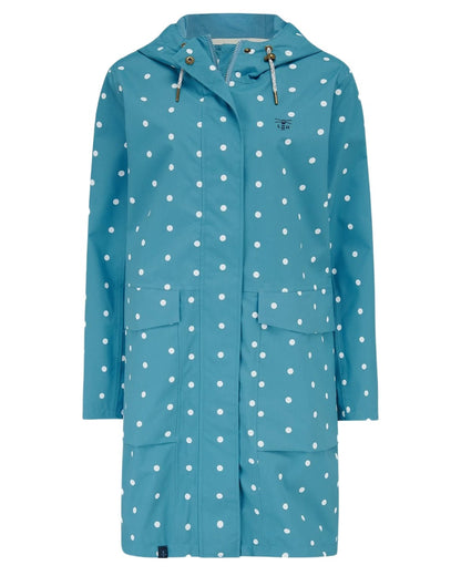 Blue Dot coloured Lighthouse Ladies Beachcomber Long Jacket II on white background 