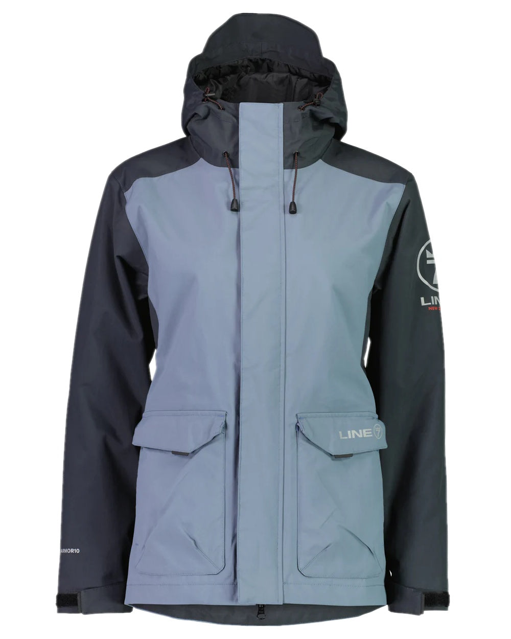 Stormy Weather Ebony Coloured Line 7 Womens Storm Armour10 Waterproof 2 Layer Jacket on white background 