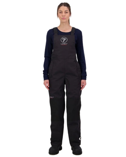 Black coloured Line 7 Womens Storm Pro 20 V2 Waterproof Bib Overtrousers on white background 