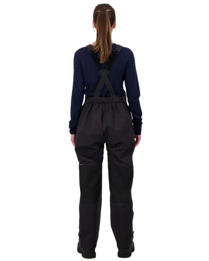 Black coloured Line 7 Womens Storm Pro 20 V2 Waterproof Bib Overtrousers on white background 