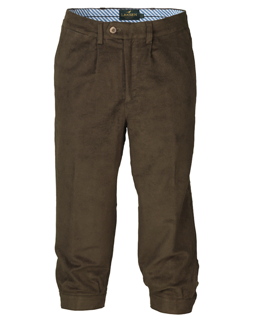 Loden Coloured Laksen Belgravia Moleskin Breeks On A White Background 