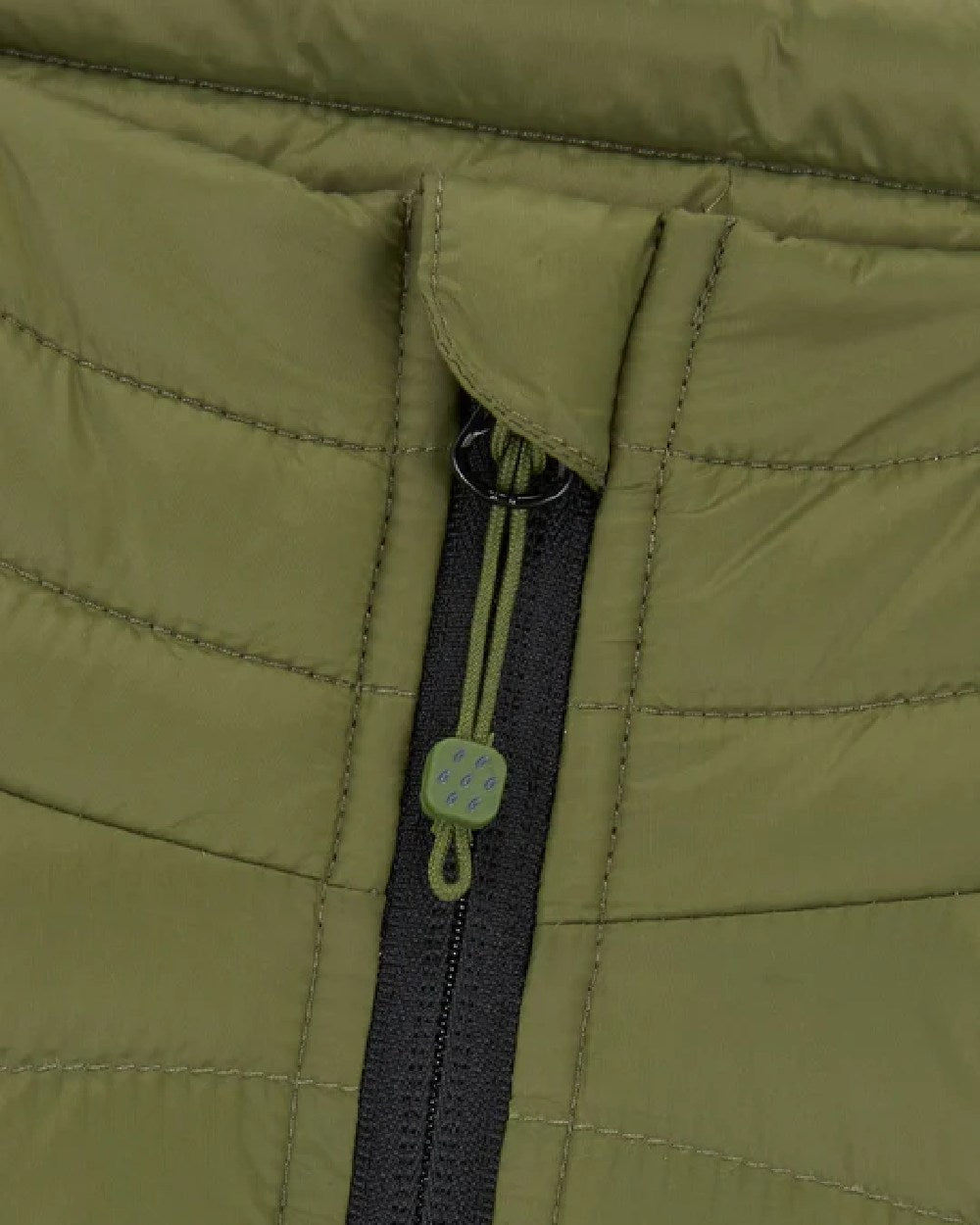 Khaki coloured Mac In A Sac Mens Alpine Down Gilet on white background 