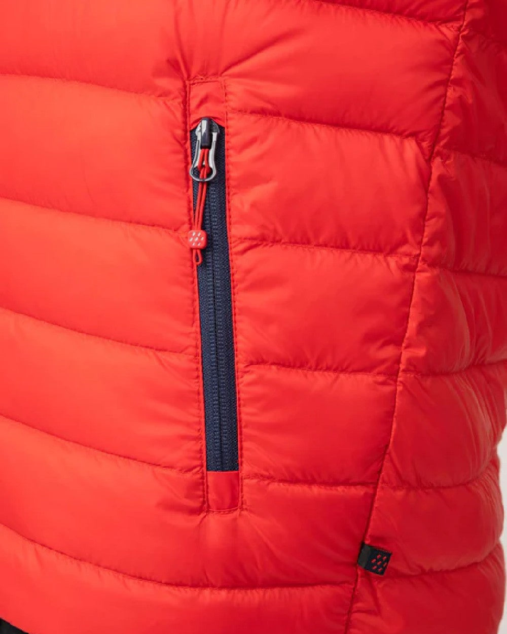 Red coloured Mac In A Sac Mens Alpine Down Gilet on white background 