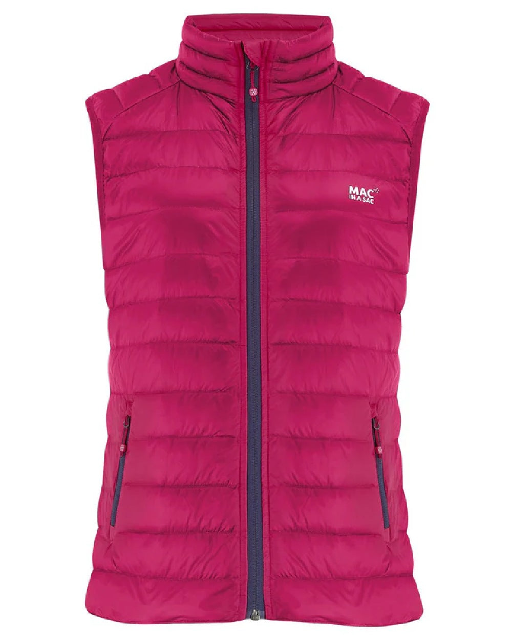 Pink coloured Mac In A Sac Alpine Womens Down Gilet on white background 