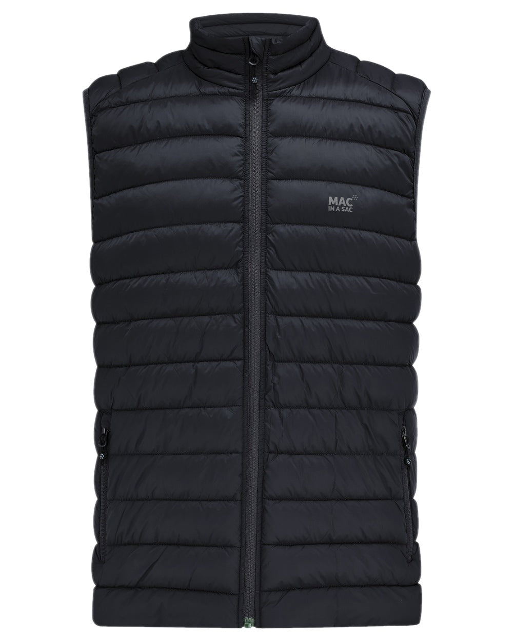 Jet Black Coloured Mac In A Sac Mens Synergy Gilet on white background 