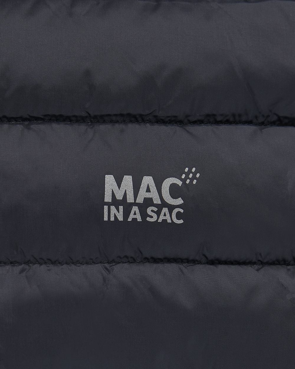 Jet Black Coloured Mac In A Sac Mens Synergy Gilet on white background 
