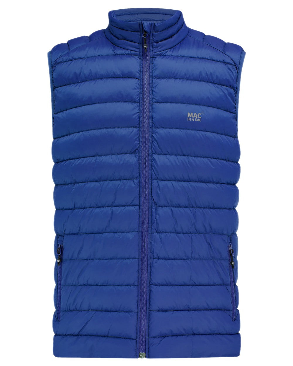 Sapphire Blue Coloured Mac In A Sac Mens Synergy Gilet on white background 