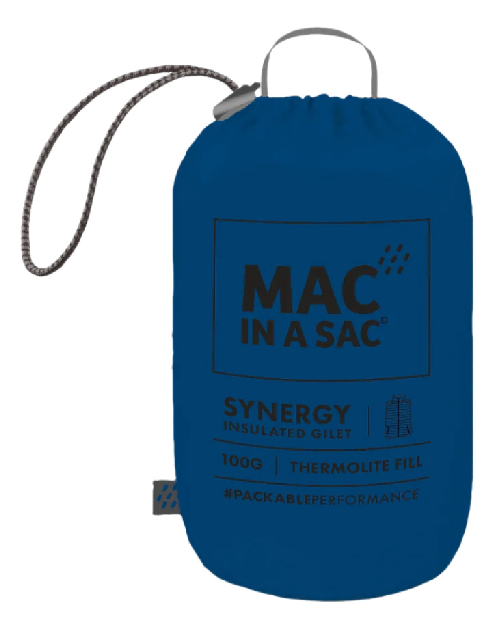 Sapphire Blue Coloured Mac In A Sac Mens Synergy Gilet on white background 