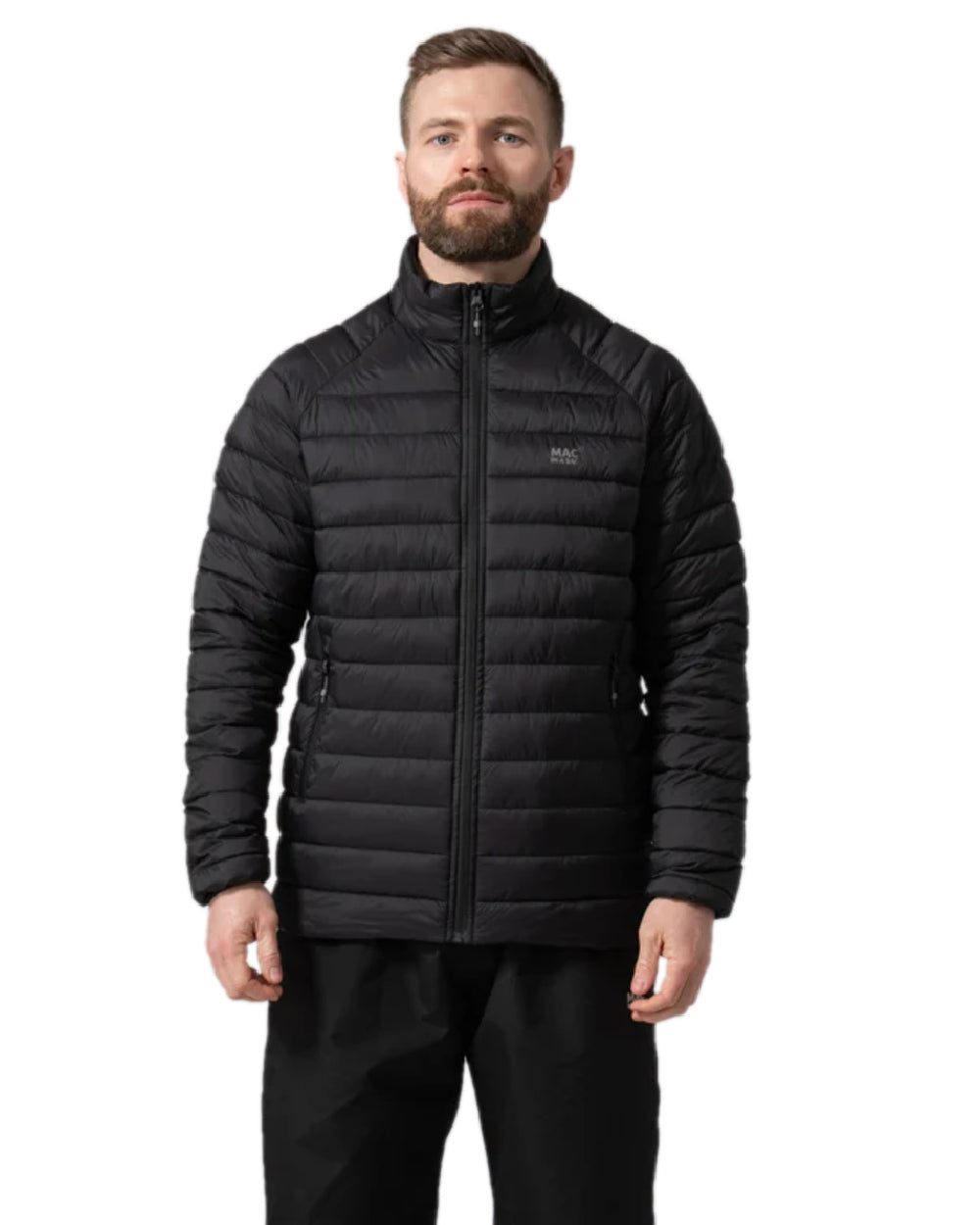 Jet Black Coloured Mac In A Sac Mens Synergy Jacket on white background 