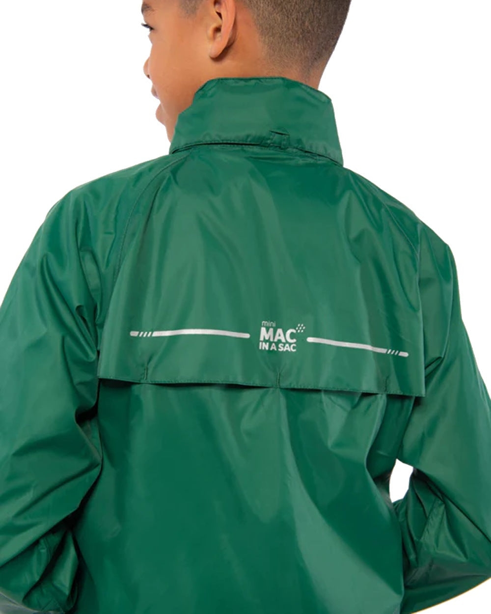Bottle Green Coloured Mac In A Sac Mini Origin Packable Waterproof Jacket on white background 