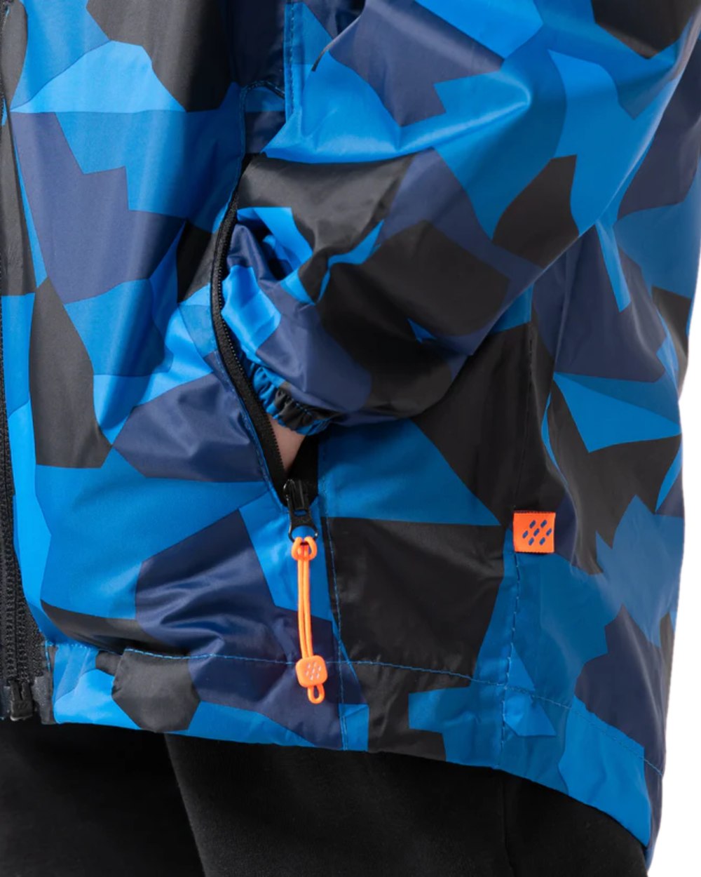 Blue Camo Coloured Mac In A Sac Mini Origin Packable Waterproof Jacket Camo on white background 