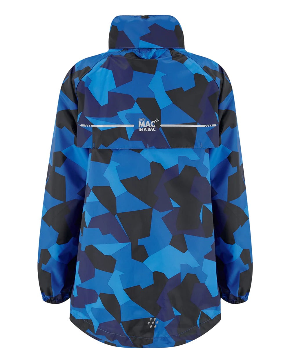 Blue Camo Coloured Mac In A Sac Mini Origin Packable Waterproof Jacket Camo on white background 