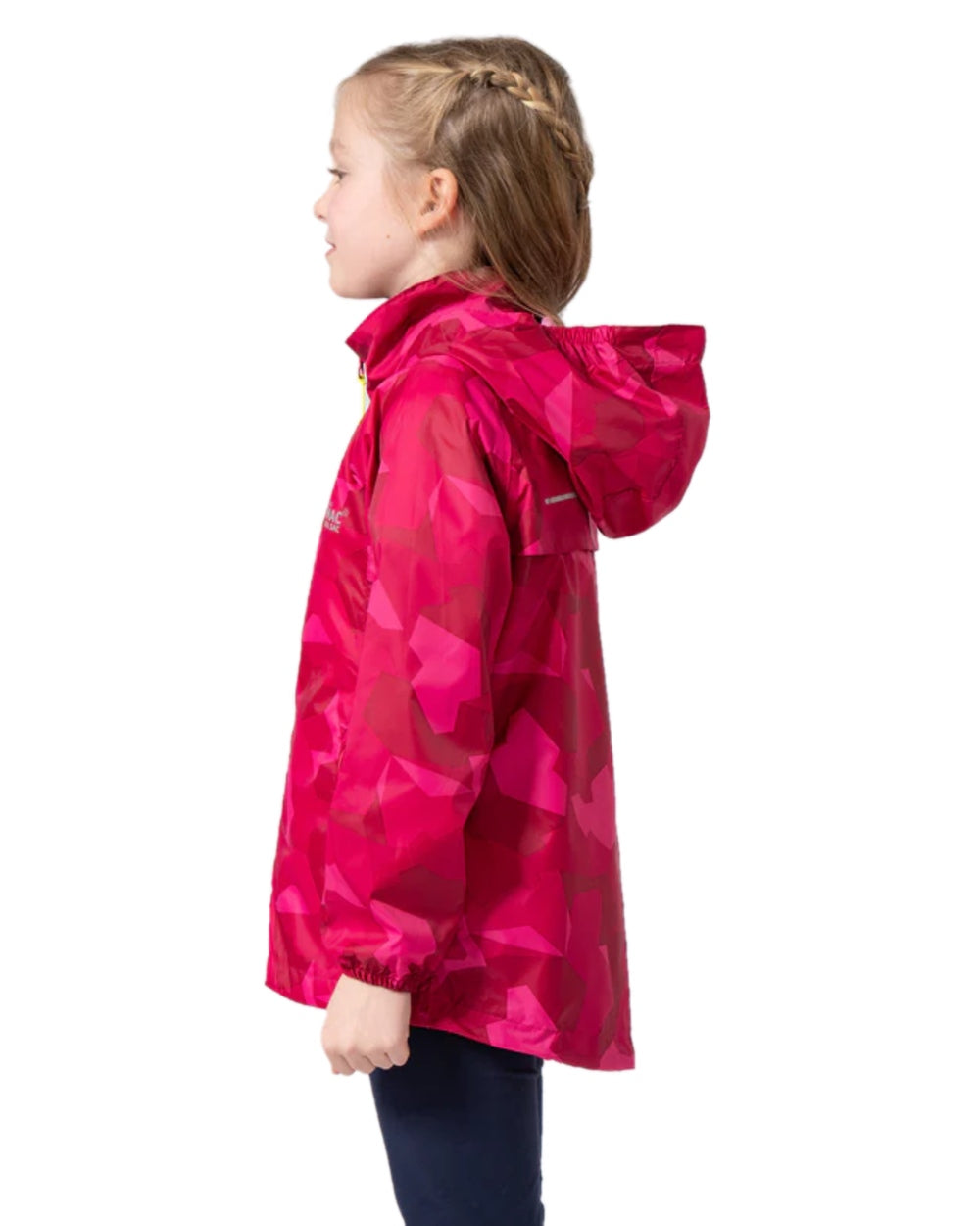 Pink Camo Coloured Mac In A Sac Mini Origin Packable Waterproof Jacket Camo on white background 