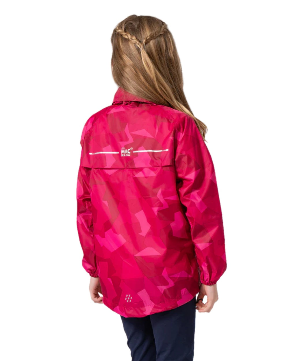Pink Camo Coloured Mac In A Sac Mini Origin Packable Waterproof Jacket Camo on white background 