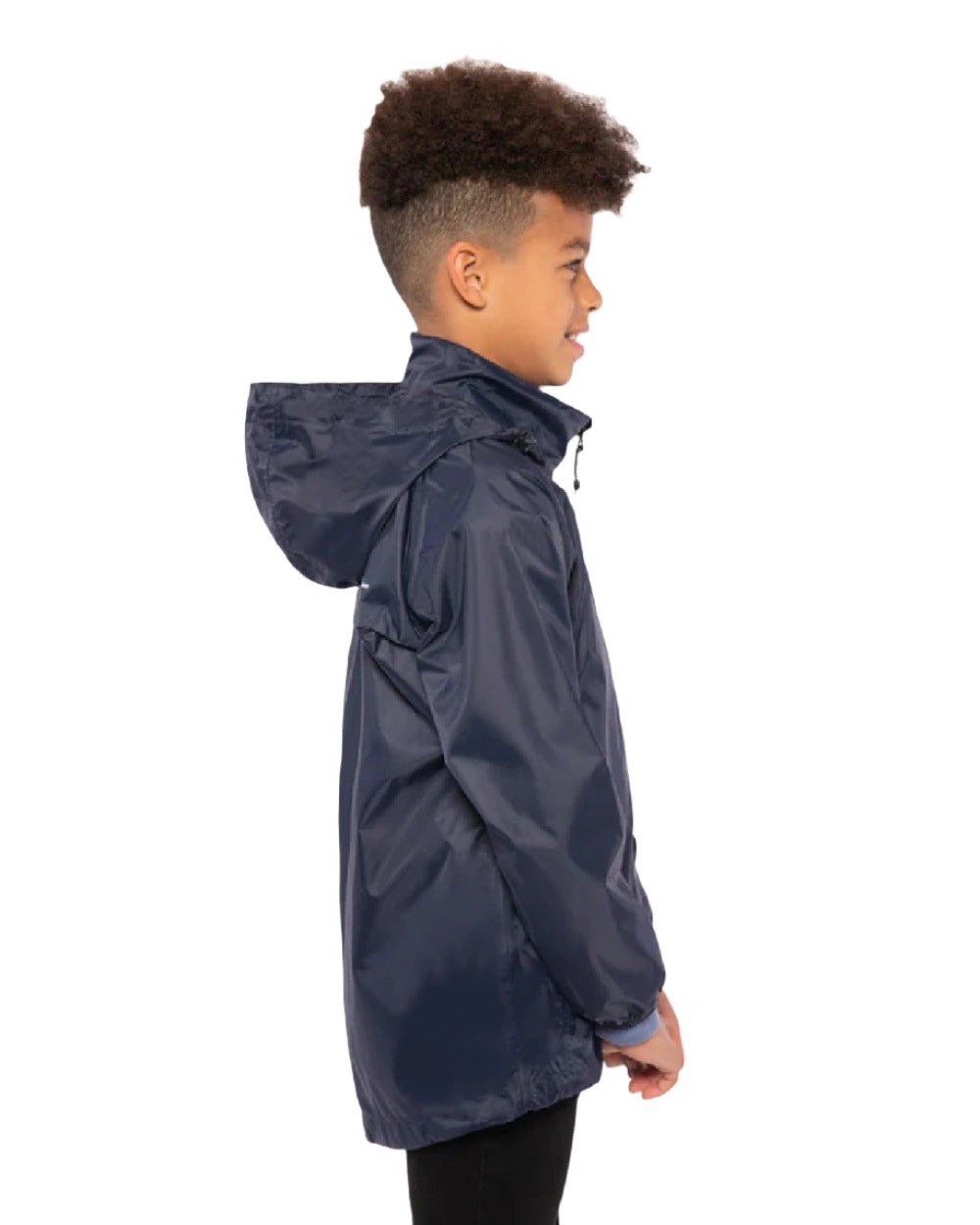 Navy Coloured Mac In A Sac Mini Origin Packable Waterproof Jacket on white background 