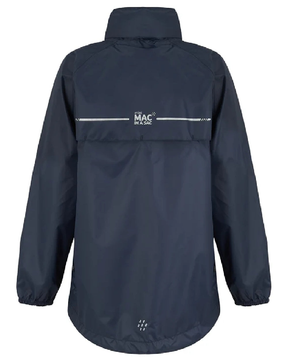 Navy Coloured Mac In A Sac Mini Origin Packable Waterproof Jacket on white background 