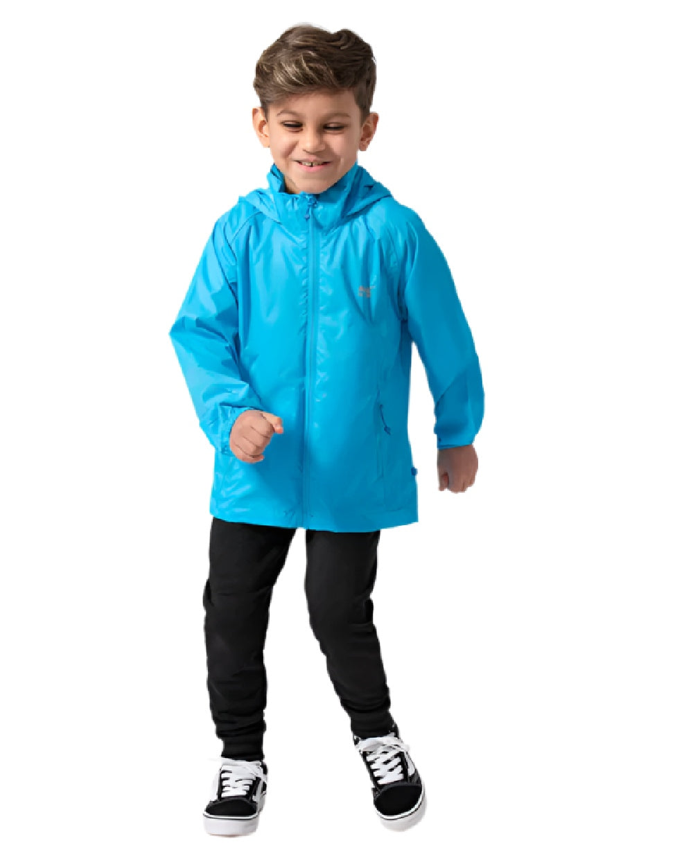 Neon Blue Coloured Mac In A Sac Mini Origin Packable Waterproof Jacket Neon on white background 