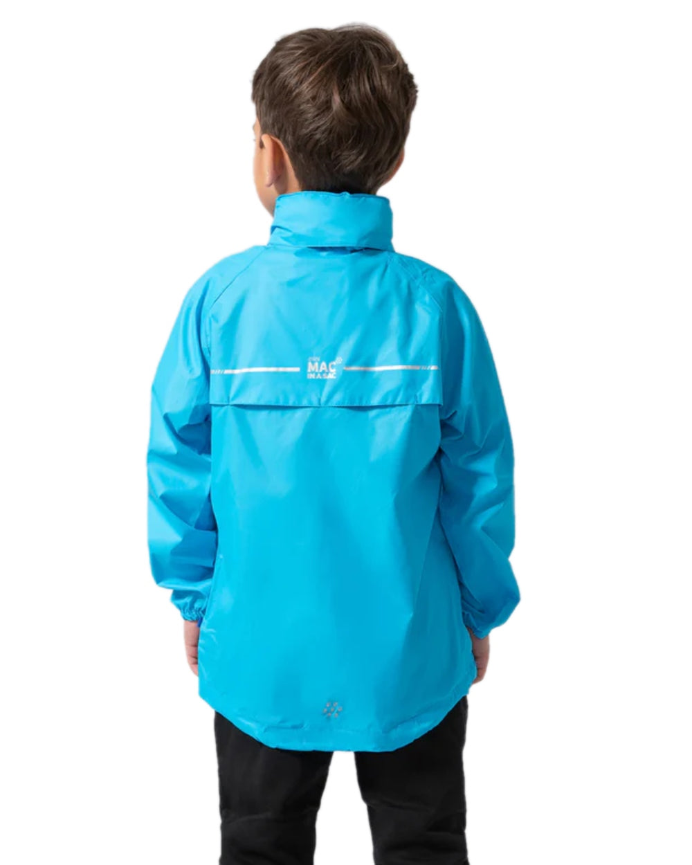Neon Blue Coloured Mac In A Sac Mini Origin Packable Waterproof Jacket Neon on white background 