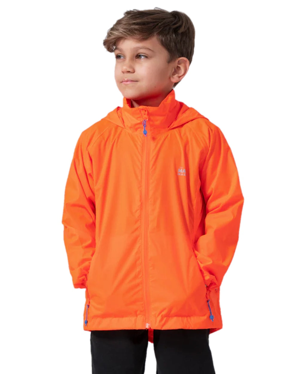 Neon Orange Coloured Mac In A Sac Mini Origin Packable Waterproof Jacket Neon on white background 