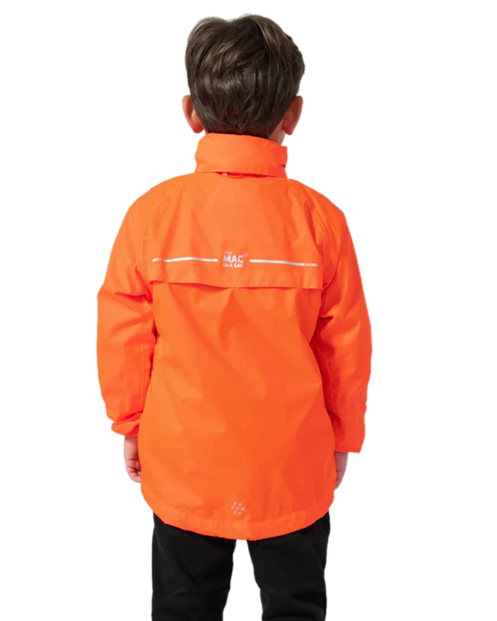 Neon Orange Coloured Mac In A Sac Mini Origin Packable Waterproof Jacket Neon on white background 