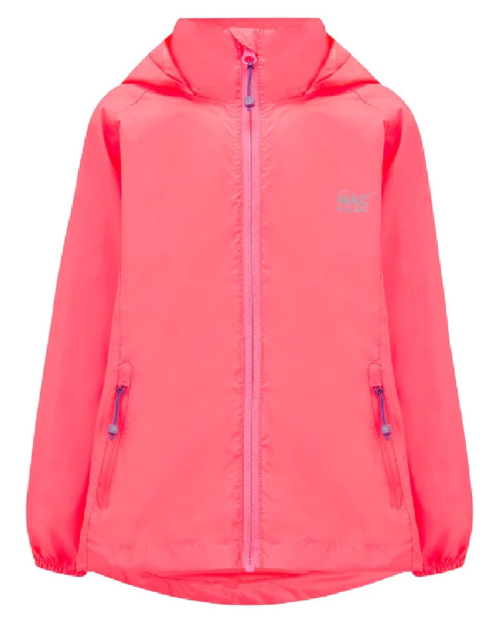 Neon Watermelon Coloured Mac In A Sac Mini Origin Packable Waterproof Jacket Neon on white background 