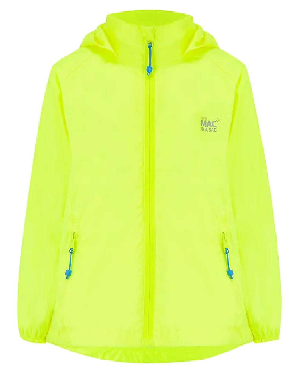 Neon Yellow Coloured Mac In A Sac Mini Origin Packable Waterproof Jacket Neon on white background 