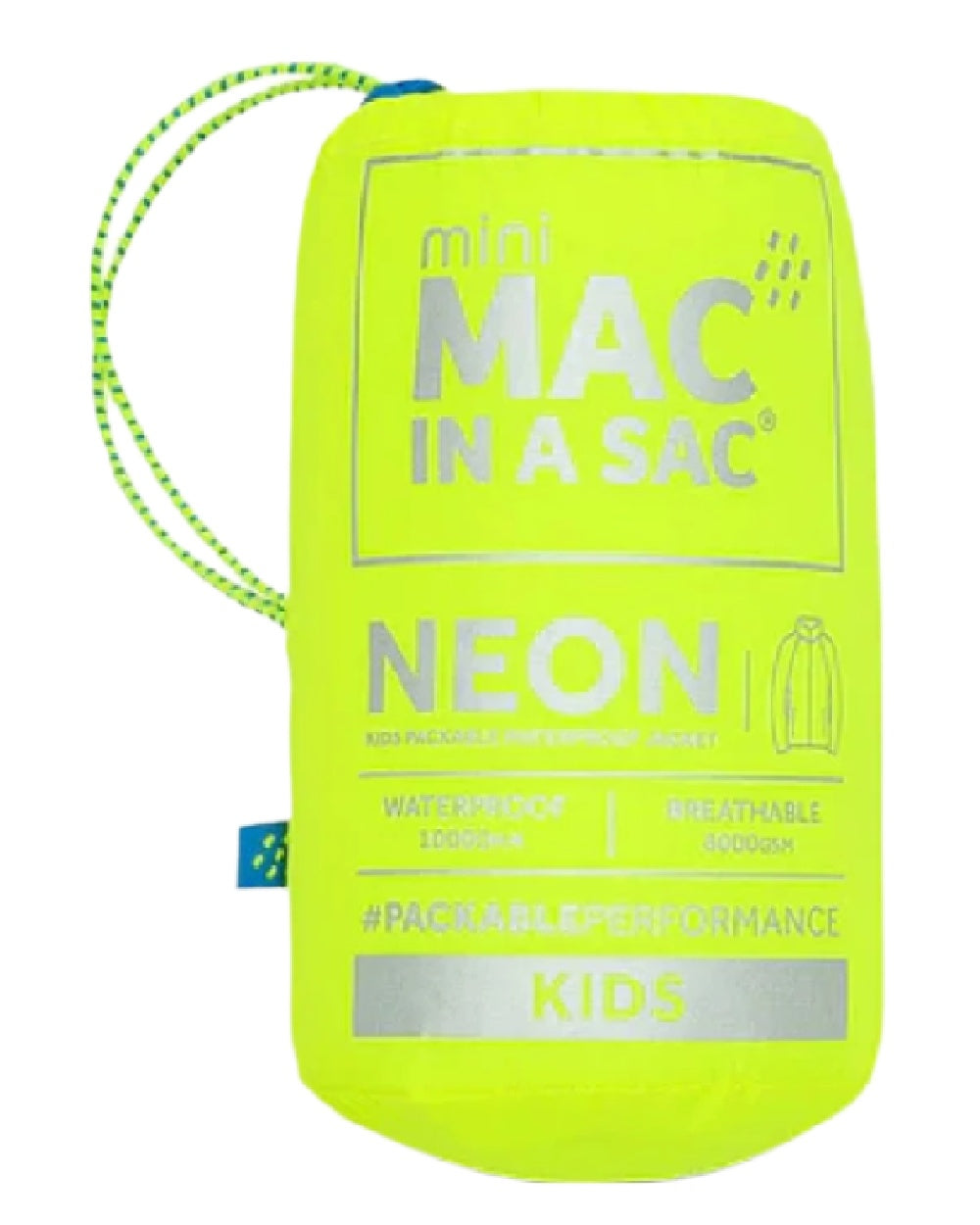 Neon Yellow Coloured Mac In A Sac Mini Origin Packable Waterproof Jacket Neon on white background 
