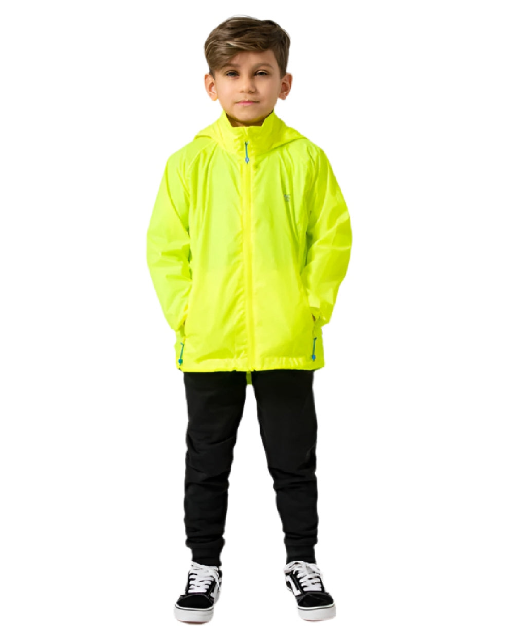 Neon Yellow Coloured Mac In A Sac Mini Origin Packable Waterproof Jacket Neon on white background 