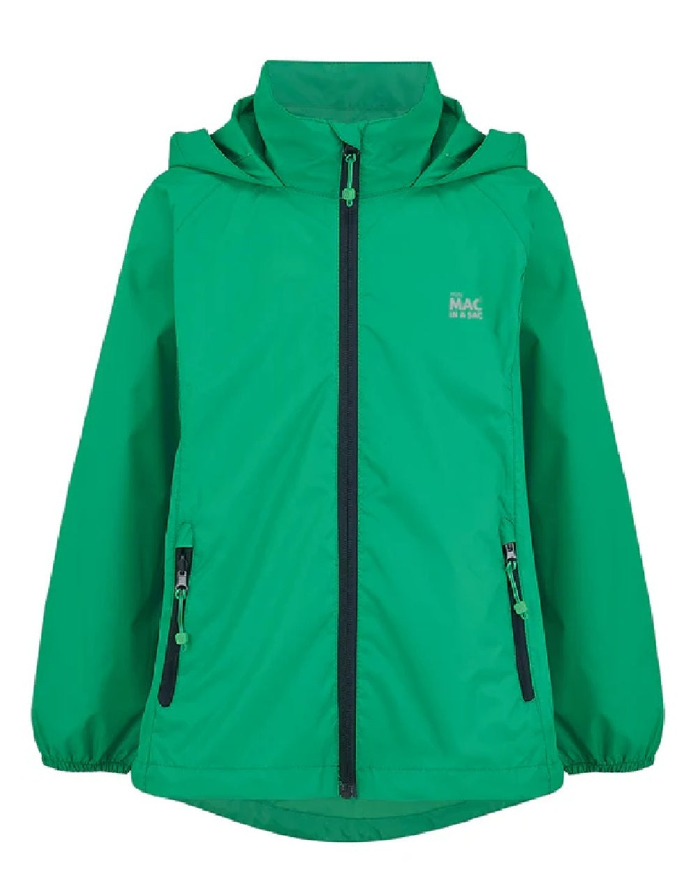 Pea Green Coloured Mac In A Sac Mini Origin Packable Waterproof Jacket on white background 