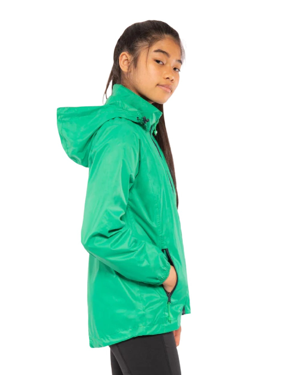 Pea Green Coloured Mac In A Sac Mini Origin Packable Waterproof Jacket on white background 