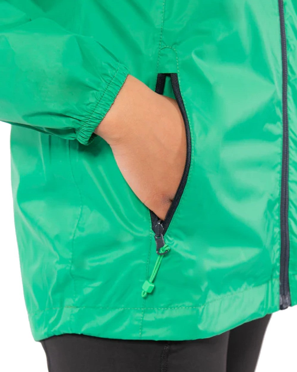 Pea Green Coloured Mac In A Sac Mini Origin Packable Waterproof Jacket on white background 