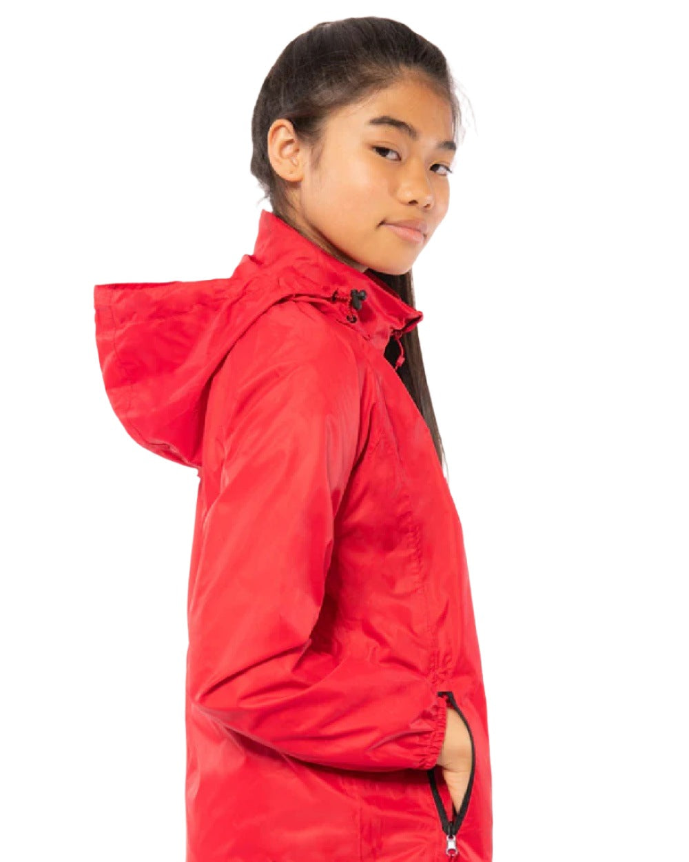 Red Coloured Mac In A Sac Mini Origin Packable Waterproof Jacket on white background 