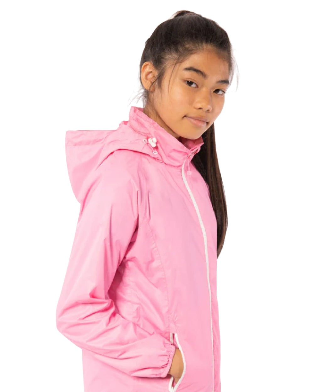 Sweet Pea Coloured Mac In A Sac Mini Origin Packable Waterproof Jacket on white background 