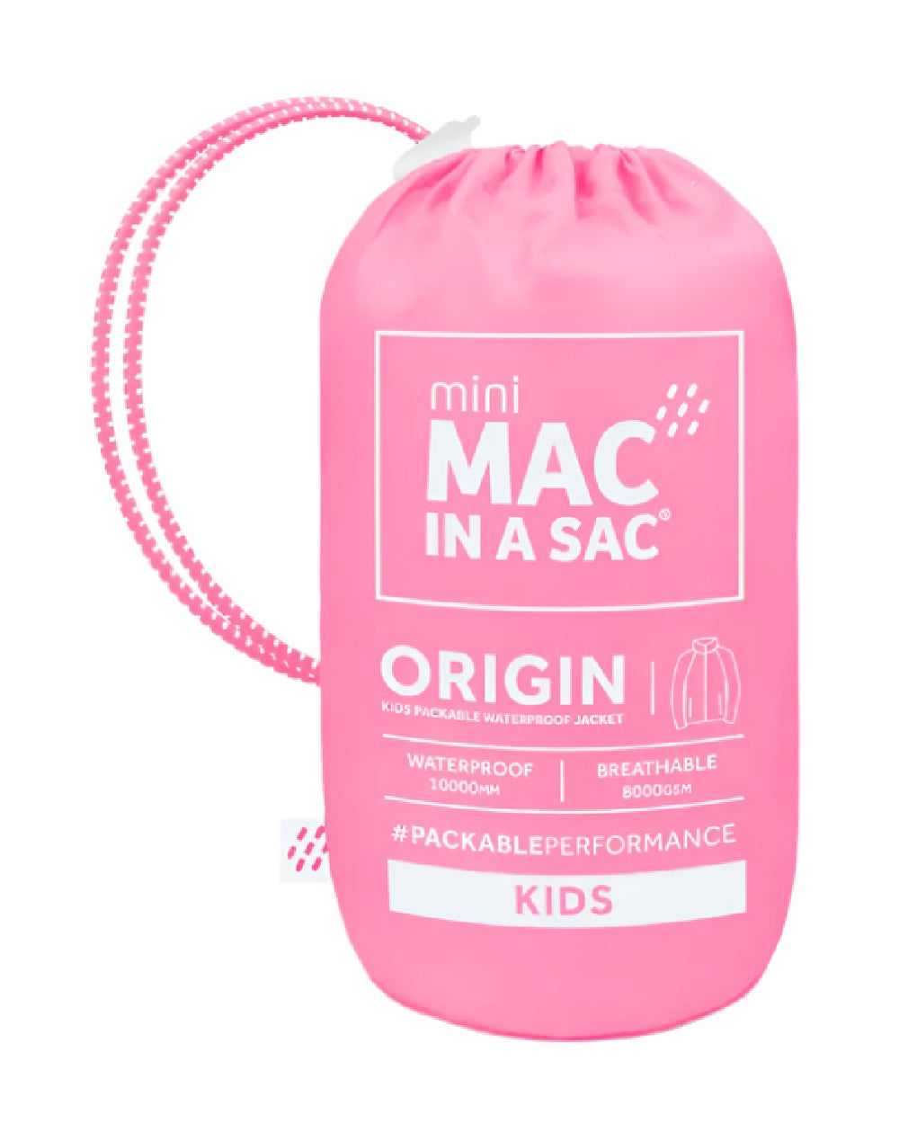 Sweet Pea Coloured Mac In A Sac Mini Origin Packable Waterproof Jacket on white background 