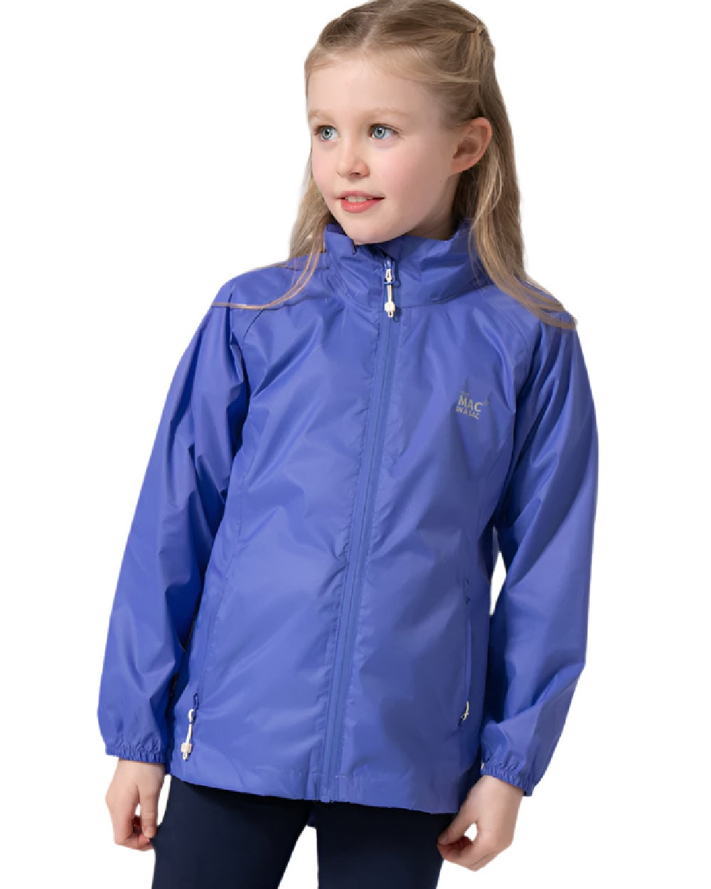 Ultraviolet Coloured Mac In A Sac Mini Origin Packable Waterproof Jacket on white background 