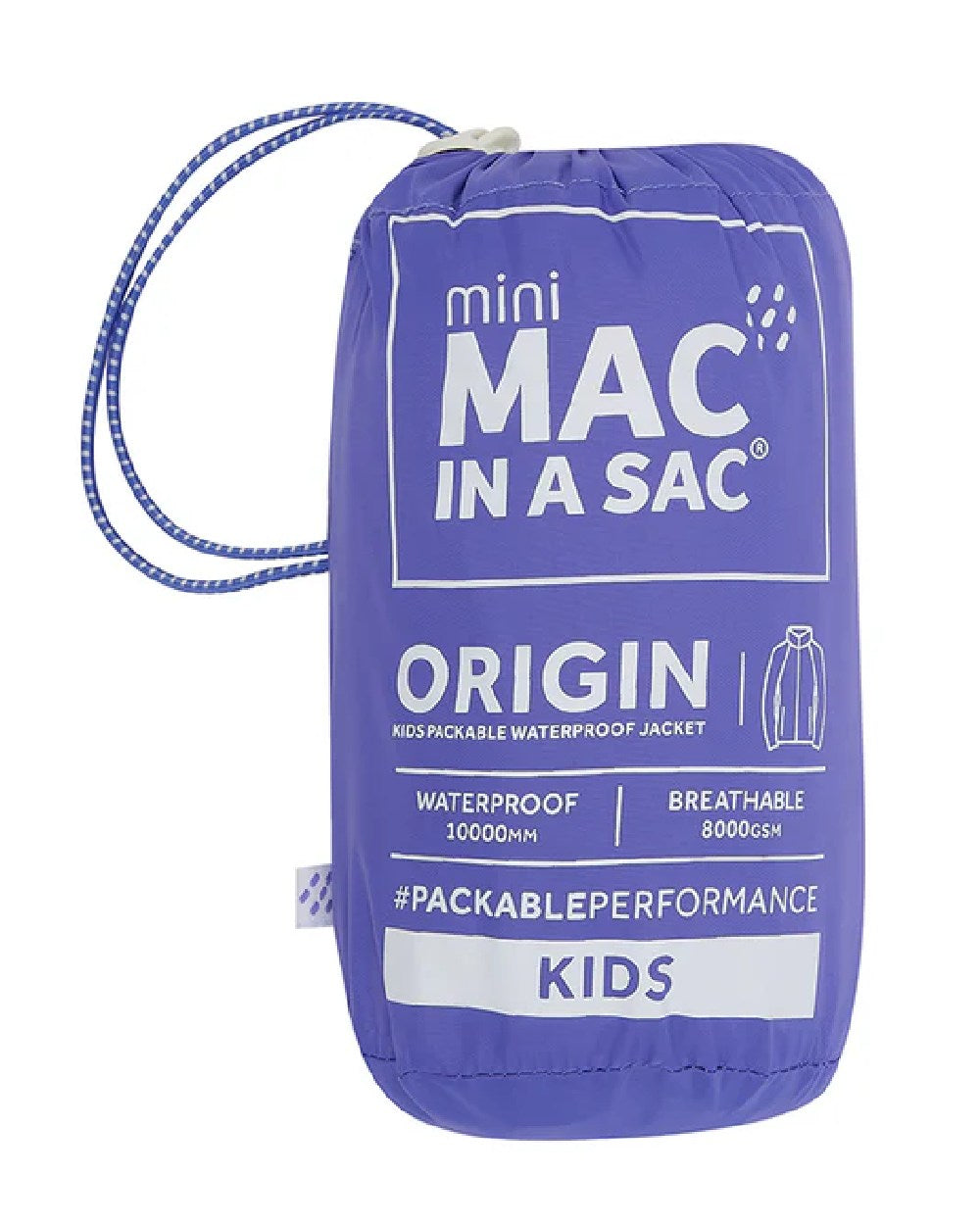 Ultraviolet Coloured Mac In A Sac Mini Origin Packable Waterproof Jacket on white background 