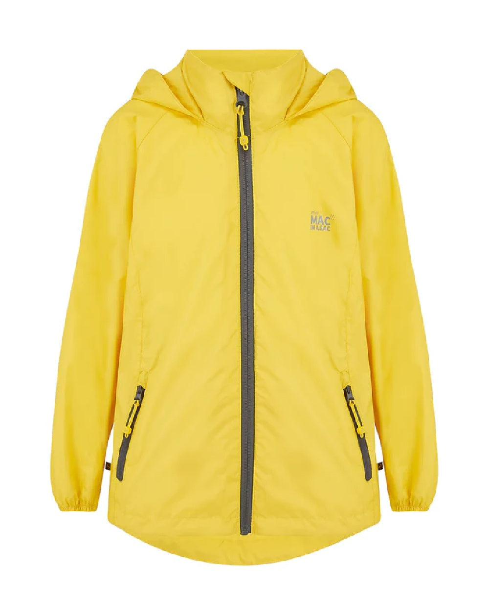 Yellow Coloured Mac In A Sac Mini Origin Packable Waterproof Jacket on white background 