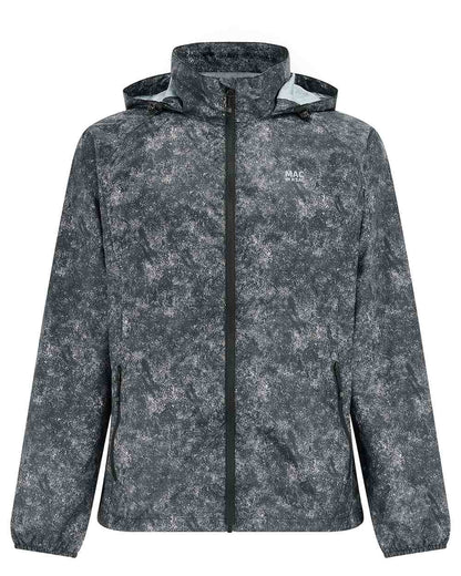 Black Etch Coloured Mac In A Sac Origin Camo Packable Waterproof Jacket on white background 