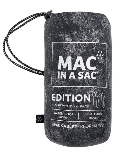 Black Etch Coloured Mac In A Sac Origin Camo Packable Waterproof Jacket on white background 
