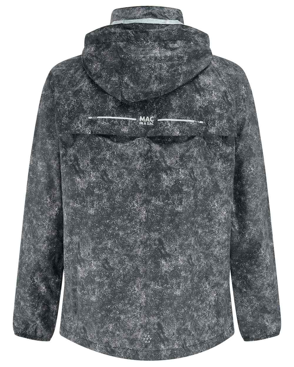 Black Etch Coloured Mac In A Sac Origin Camo Packable Waterproof Jacket on white background 